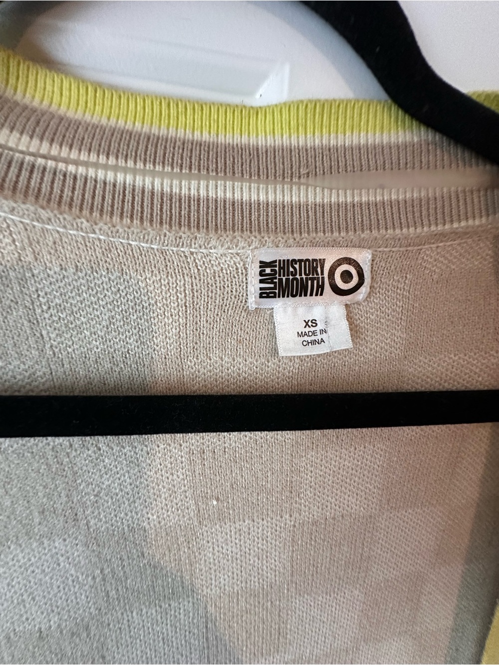 Target Beige Crewneck Sweater with Yellow Trim
